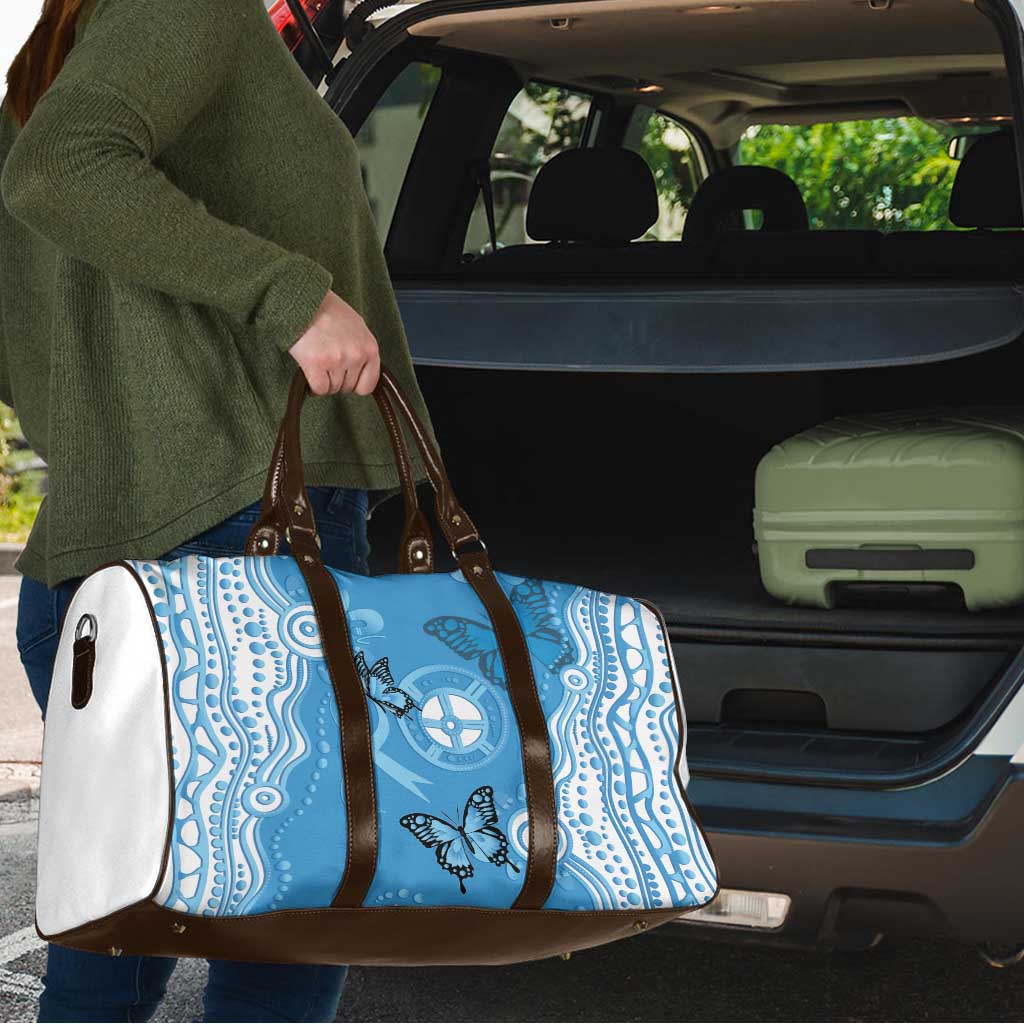 World Diabetes Day Australia Travel Bag Blue Ribbon Butterfly Aboriginal Art - Aussie Hoodie