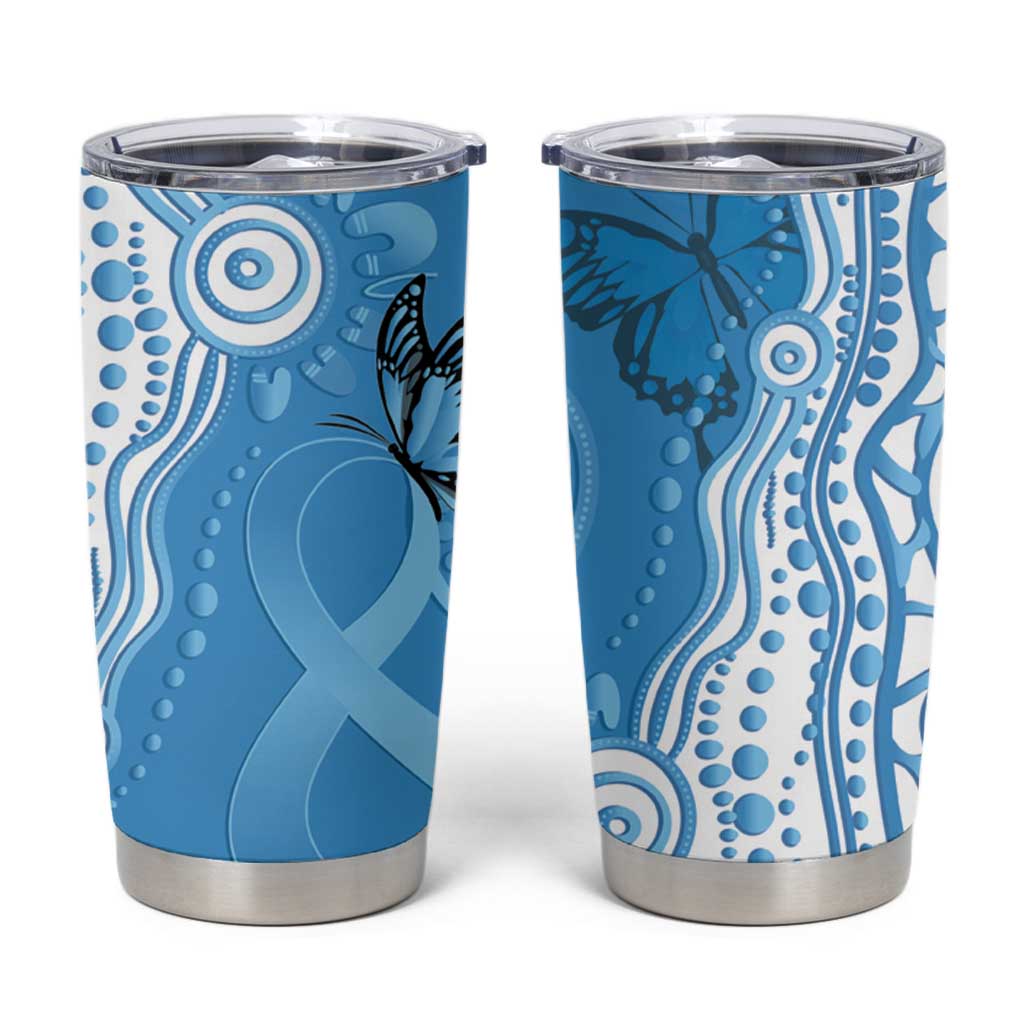 World Diabetes Day Australia Tumbler Cup Blue Ribbon Butterfly Aboriginal Art - Aussie Hoodie