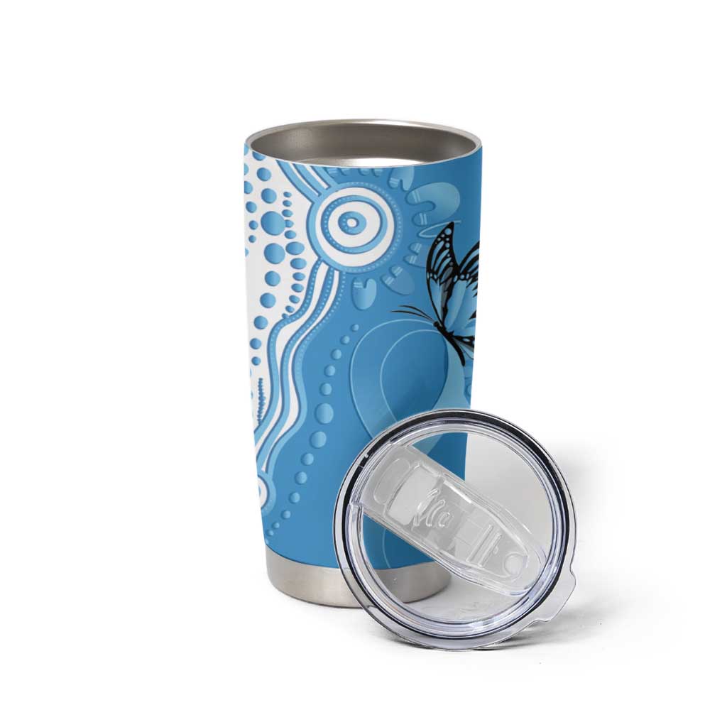 World Diabetes Day Australia Tumbler Cup Blue Ribbon Butterfly Aboriginal Art - Aussie Hoodie