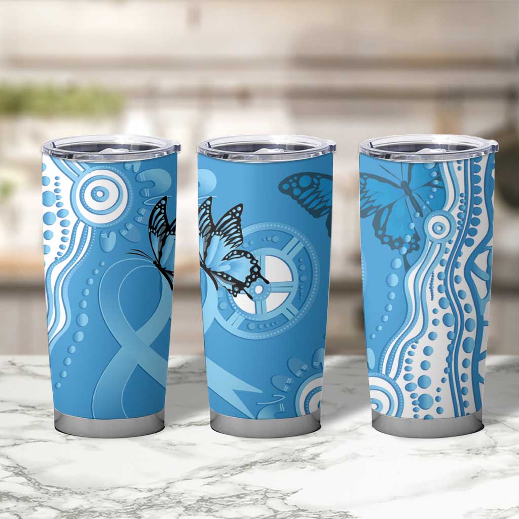 World Diabetes Day Australia Tumbler Cup Blue Ribbon Butterfly Aboriginal Art - Aussie Hoodie