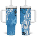 World Diabetes Day Australia Tumbler With Handle Blue Ribbon Butterfly Aboriginal Art - Aussie Hoodie