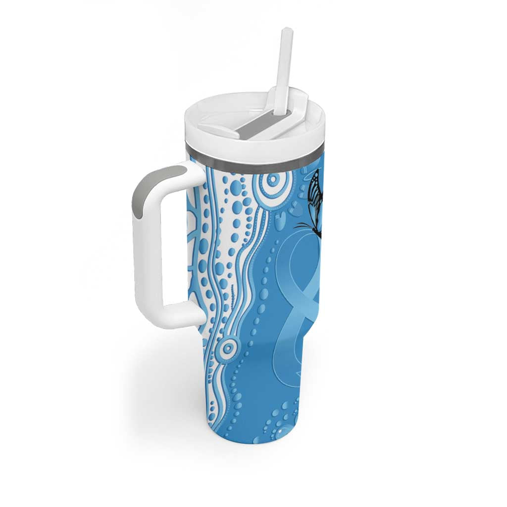 World Diabetes Day Australia Tumbler With Handle Blue Ribbon Butterfly Aboriginal Art - Aussie Hoodie