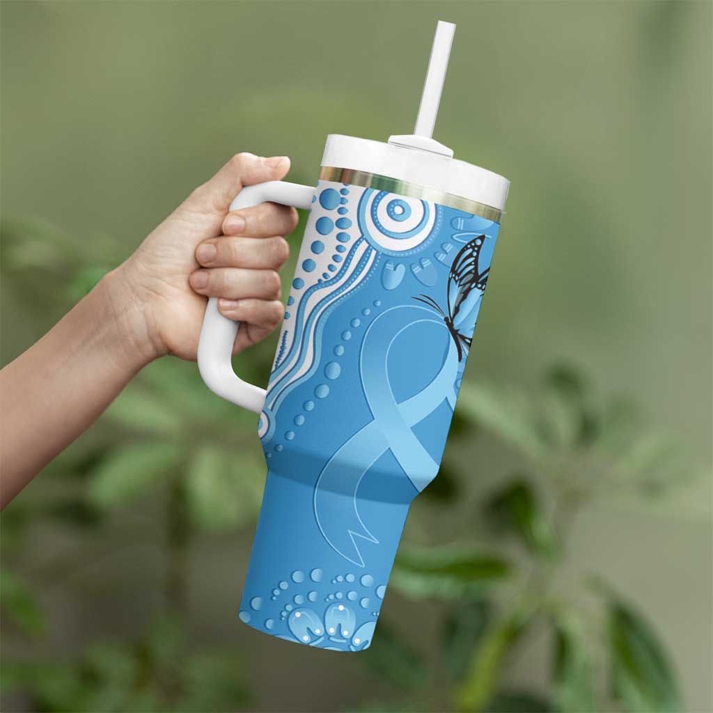 World Diabetes Day Australia Tumbler With Handle Blue Ribbon Butterfly Aboriginal Art - Aussie Hoodie