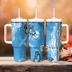 World Diabetes Day Australia Tumbler With Handle Blue Ribbon Butterfly Aboriginal Art - Aussie Hoodie