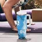 World Diabetes Day Australia Tumbler With Handle Blue Ribbon Butterfly Aboriginal Art - Aussie Hoodie