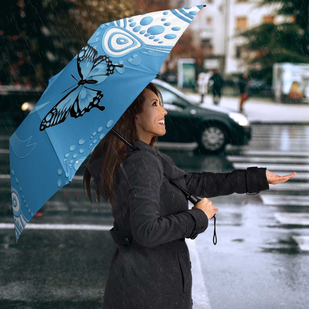 World Diabetes Day Australia Umbrella Blue Ribbon Butterfly Aboriginal Art - Aussie Hoodie