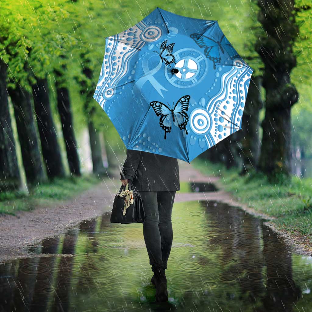 World Diabetes Day Australia Umbrella Blue Ribbon Butterfly Aboriginal Art - Aussie Hoodie