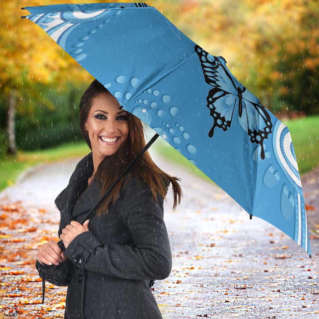 World Diabetes Day Australia Umbrella Blue Ribbon Butterfly Aboriginal Art - Aussie Hoodie