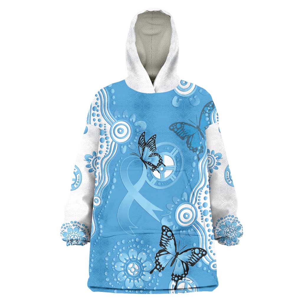 World Diabetes Day Australia Wearable Blanket Hoodie Blue Ribbon Butterfly Aboriginal Art - Aussie Hoodie