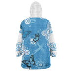 World Diabetes Day Australia Wearable Blanket Hoodie Blue Ribbon Butterfly Aboriginal Art - Aussie Hoodie