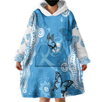 World Diabetes Day Australia Wearable Blanket Hoodie Blue Ribbon Butterfly Aboriginal Art - Aussie Hoodie
