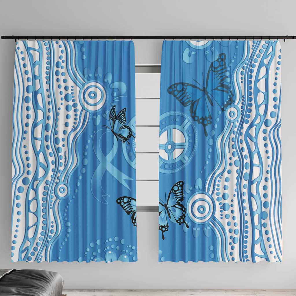 World Diabetes Day Australia Window Curtain Blue Ribbon Butterfly Aboriginal Art - Aussie Hoodie