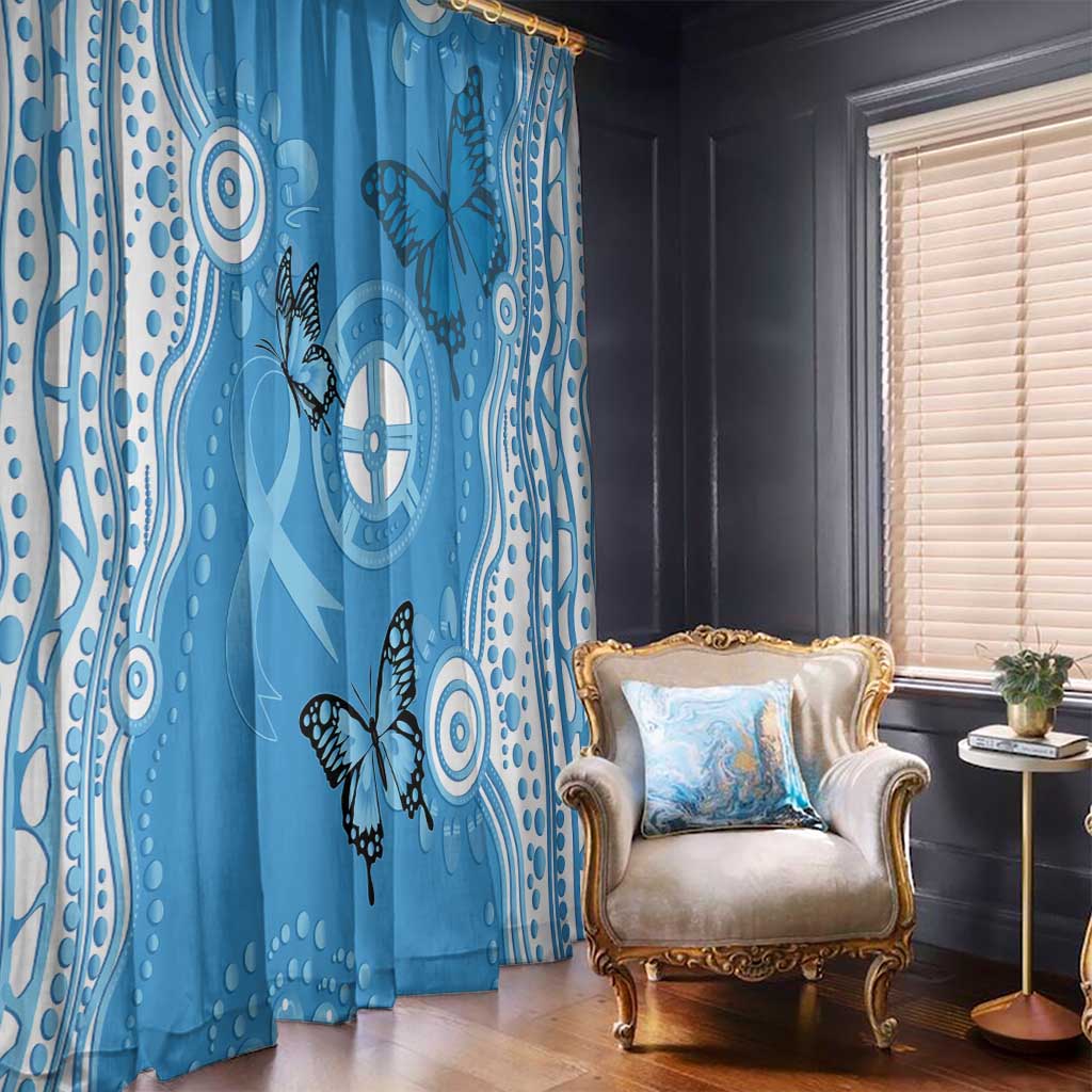 World Diabetes Day Australia Window Curtain Blue Ribbon Butterfly Aboriginal Art - Aussie Hoodie