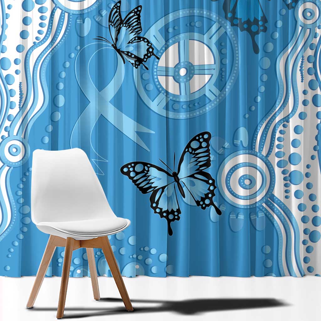 World Diabetes Day Australia Window Curtain Blue Ribbon Butterfly Aboriginal Art - Aussie Hoodie