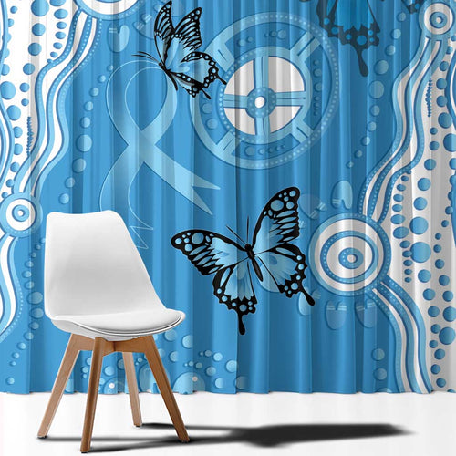 World Diabetes Day Australia Window Curtain Blue Ribbon Butterfly Aboriginal Art - Aussie Hoodie