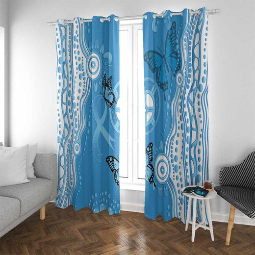 World Diabetes Day Australia Window Curtain Blue Ribbon Butterfly Aboriginal Art - Aussie Hoodie