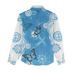 World Diabetes Day Australia Women Casual Shirt Blue Ribbon Butterfly Aboriginal Art - Aussie Hoodie