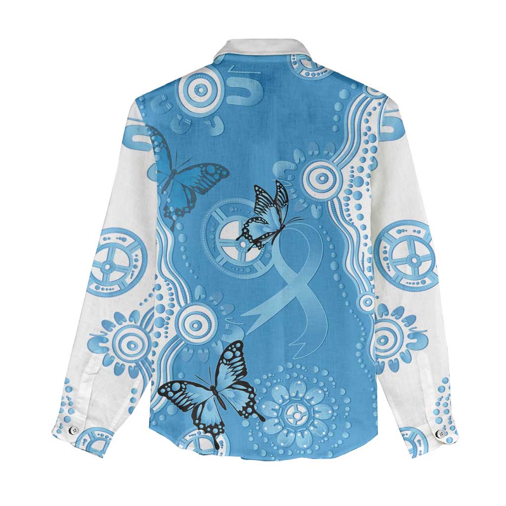 World Diabetes Day Australia Women Casual Shirt Blue Ribbon Butterfly Aboriginal Art - Aussie Hoodie