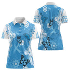 World Diabetes Day Australia Women Polo Shirt Blue Ribbon Butterfly Aboriginal Art - Aussie Hoodie