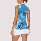 World Diabetes Day Australia Women Sleeveless Polo Shirt Blue Ribbon Butterfly Aboriginal Art - Aussie Hoodie