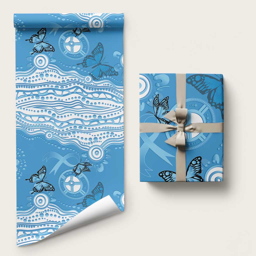World Diabetes Day Australia Wrapping Paper Blue Ribbon Butterfly Aboriginal Art - Aussie Hoodie
