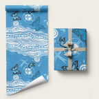 World Diabetes Day Australia Wrapping Paper Blue Ribbon Butterfly Aboriginal Art - Aussie Hoodie