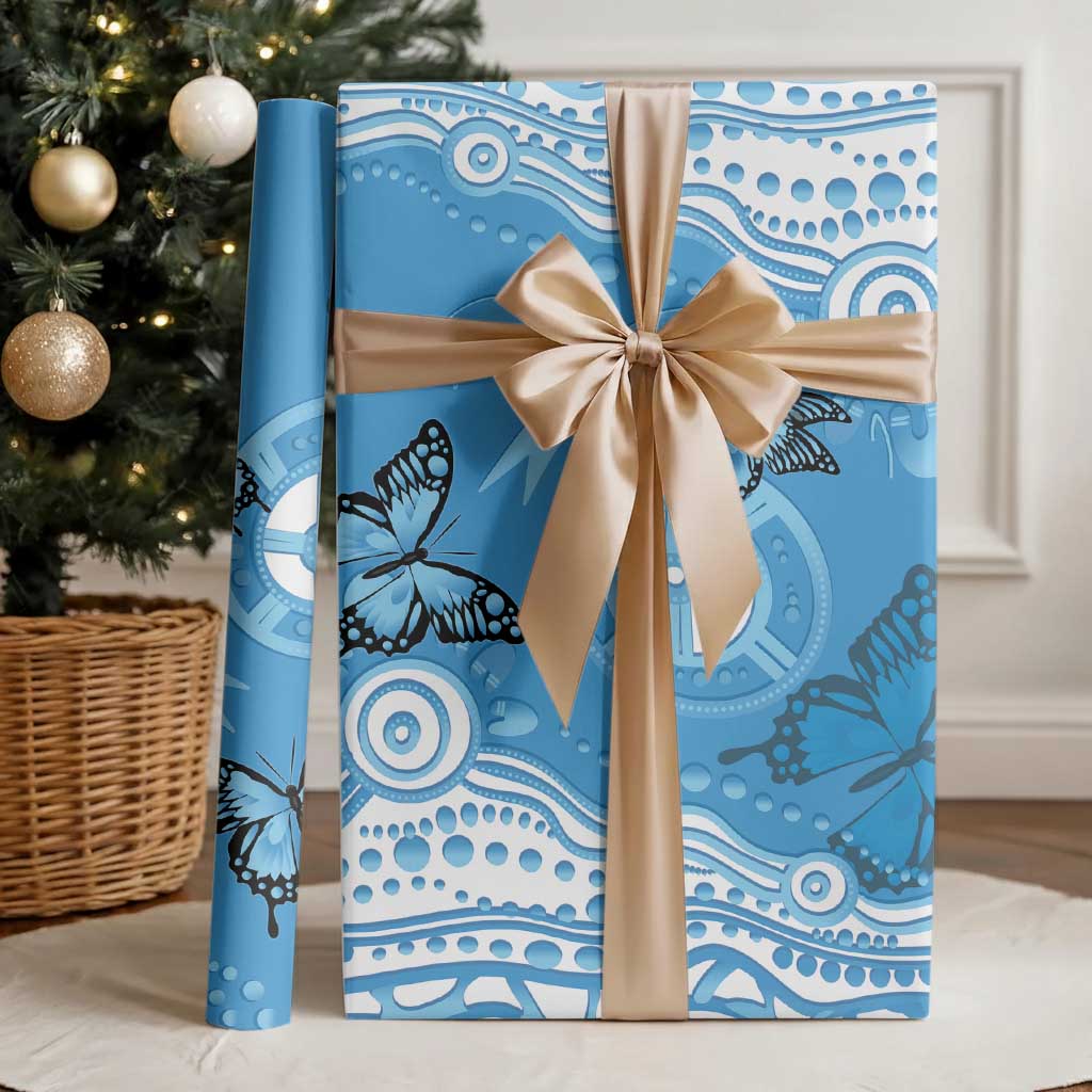 World Diabetes Day Australia Wrapping Paper Blue Ribbon Butterfly Aboriginal Art - Aussie Hoodie