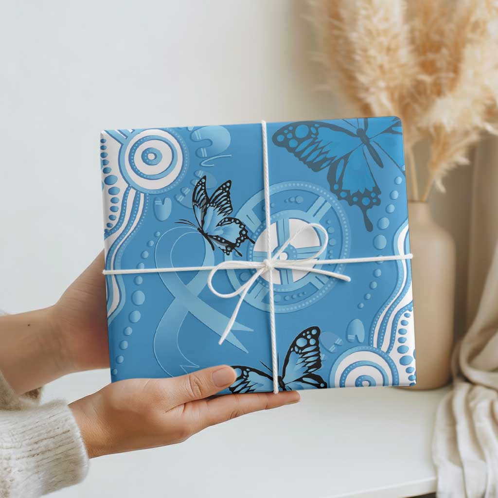 World Diabetes Day Australia Wrapping Paper Blue Ribbon Butterfly Aboriginal Art - Aussie Hoodie