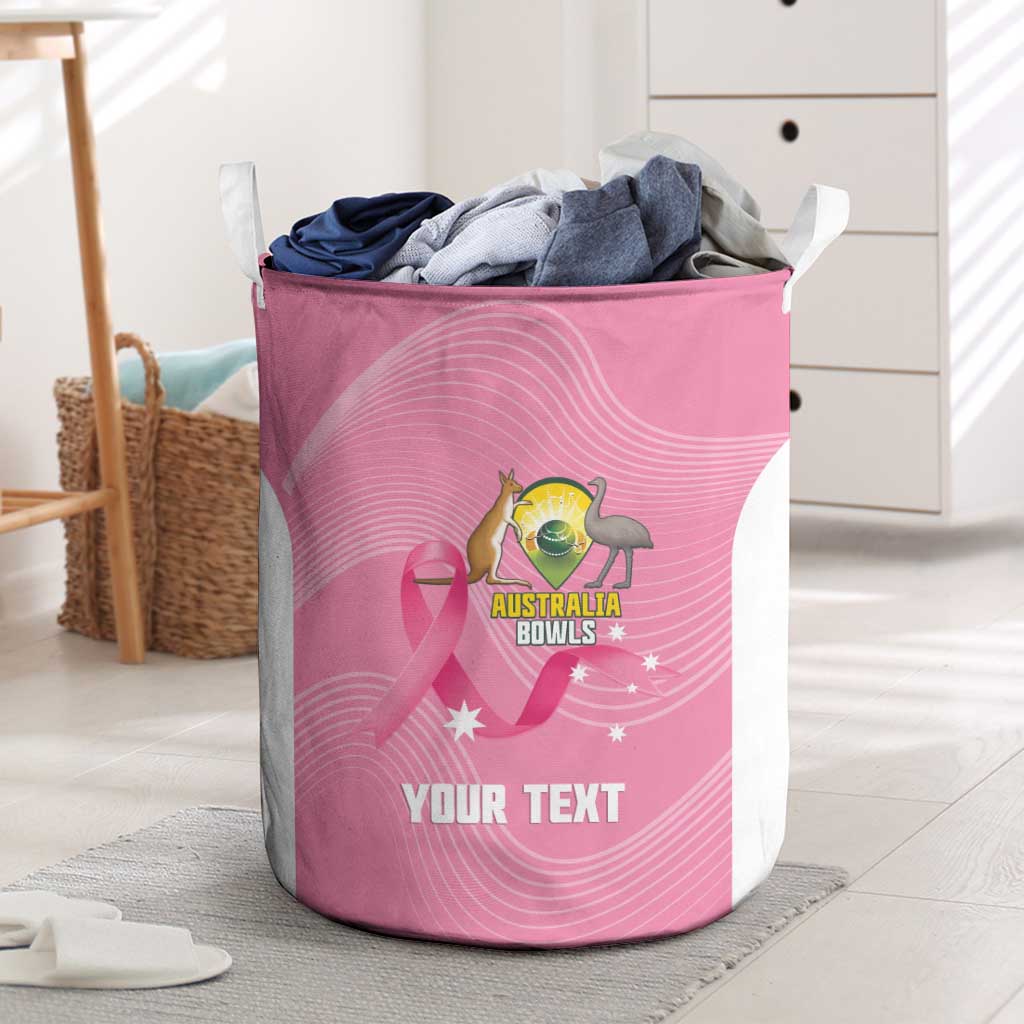 Custom Bowls Australia Breast Cancer Laundry Basket Pink Ribbon Aussie Map With Kangaroo Emu - Aussie Hoodie