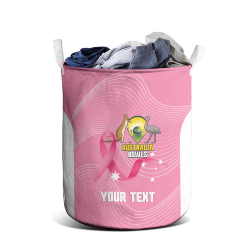 Custom Bowls Australia Breast Cancer Laundry Basket Pink Ribbon Aussie Map With Kangaroo Emu - Aussie Hoodie
