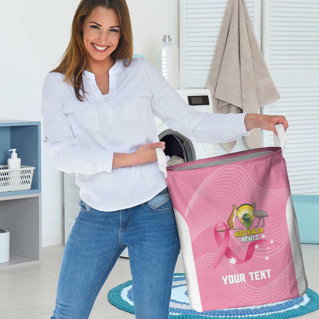 Custom Bowls Australia Breast Cancer Laundry Basket Pink Ribbon Aussie Map With Kangaroo Emu - Aussie Hoodie