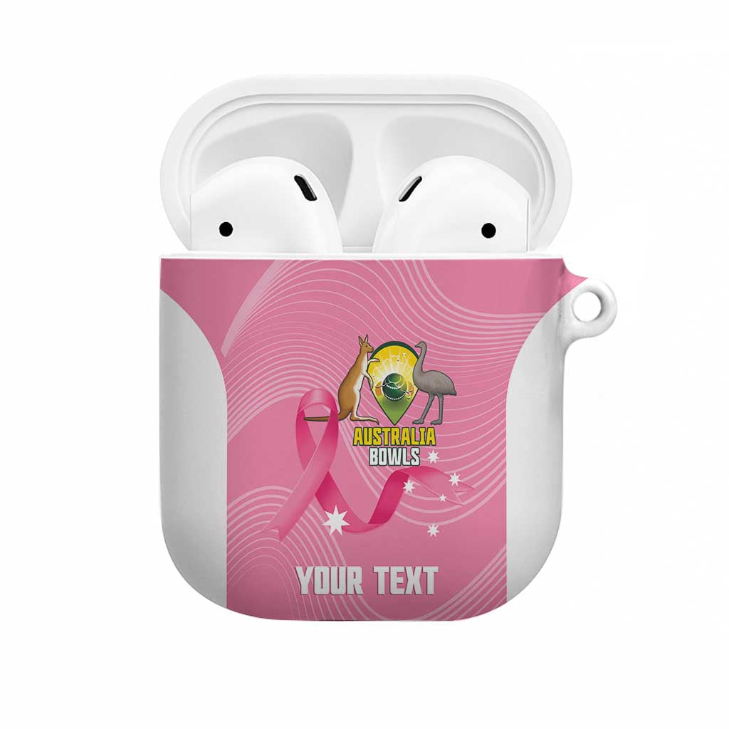 Custom Bowls Australia Breast Cancer AirPods Case Pink Ribbon Aussie Map With Kangaroo Emu - Aussie Hoodie