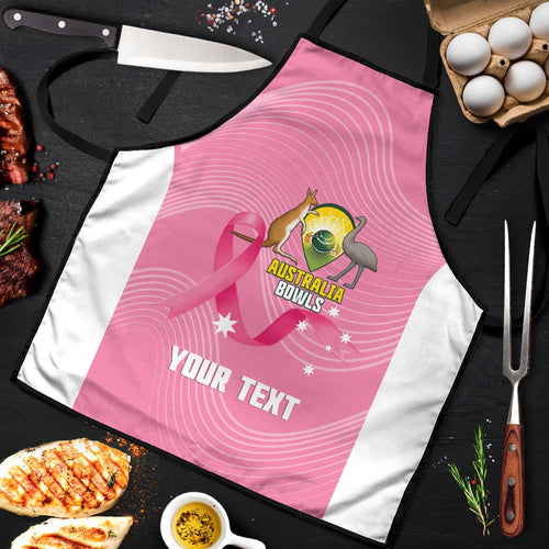 Custom Bowls Australia Breast Cancer Apron Pink Ribbon Aussie Map With Kangaroo Emu - Aussie Hoodie