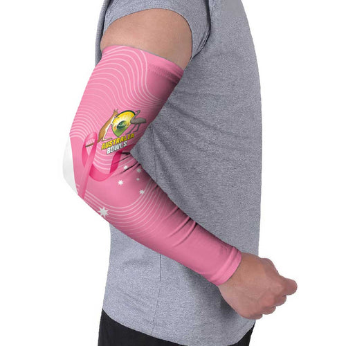Custom Bowls Australia Breast Cancer Arm Sleeves Pink Ribbon Aussie Map With Kangaroo Emu - Aussie Hoodie