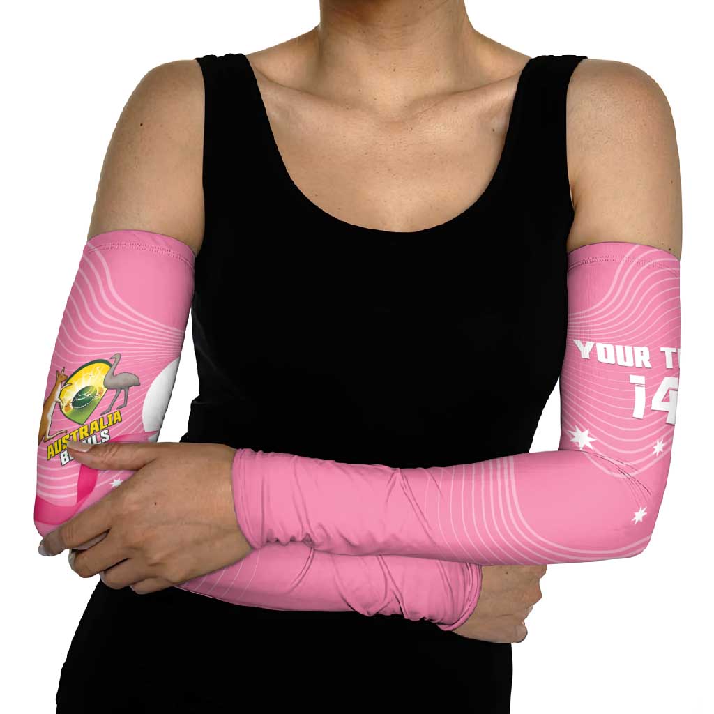 Custom Bowls Australia Breast Cancer Arm Sleeves Pink Ribbon Aussie Map With Kangaroo Emu - Aussie Hoodie