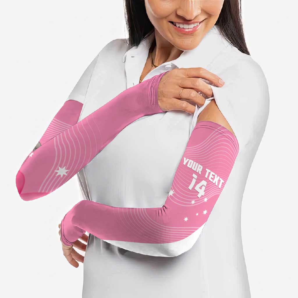 Custom Bowls Australia Breast Cancer Arm Sleeves Pink Ribbon Aussie Map With Kangaroo Emu - Aussie Hoodie