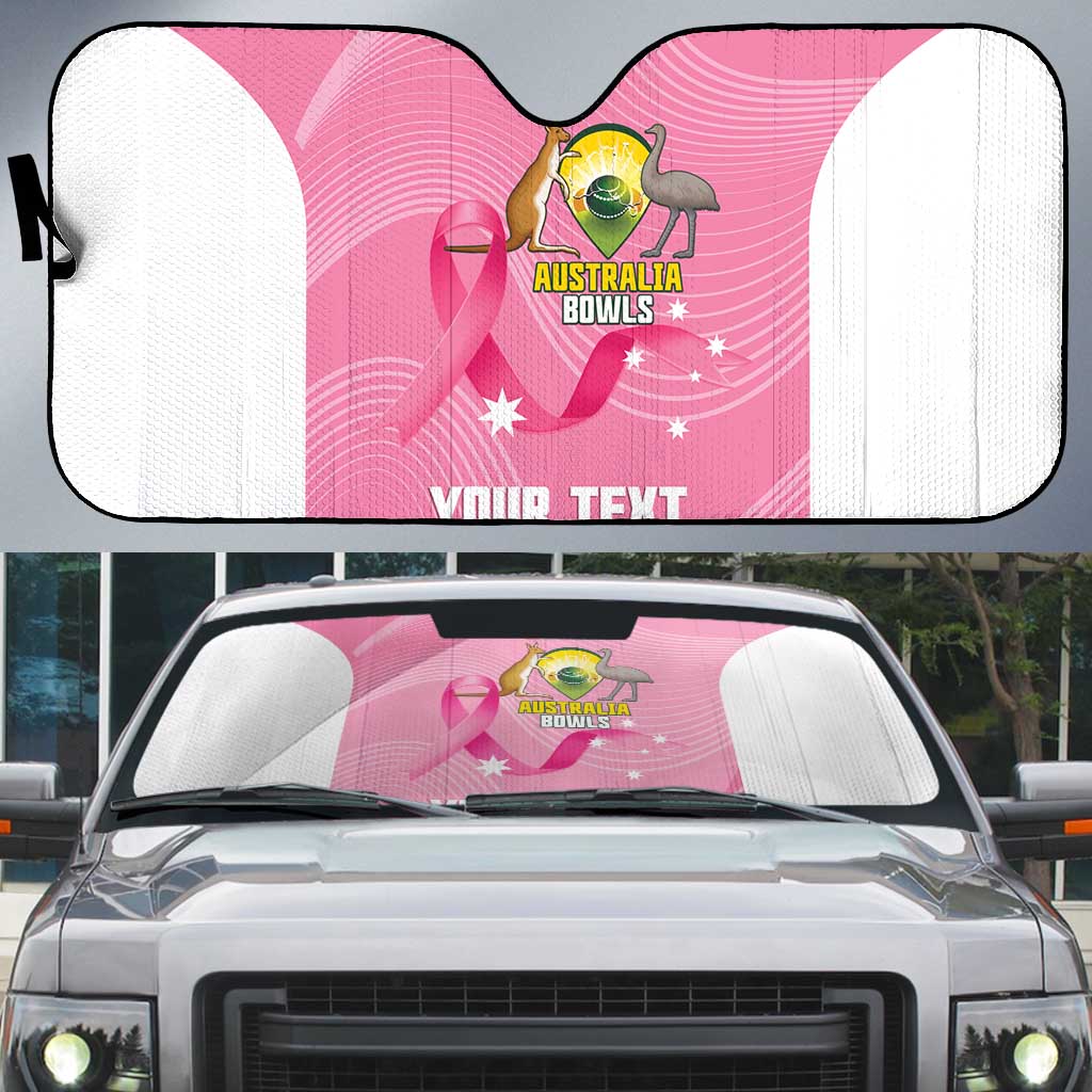 Custom Bowls Australia Breast Cancer Auto Sun Shade Pink Ribbon Aussie Map With Kangaroo Emu - Aussie Hoodie