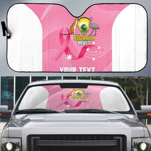 Custom Bowls Australia Breast Cancer Auto Sun Shade Pink Ribbon Aussie Map With Kangaroo Emu - Aussie Hoodie