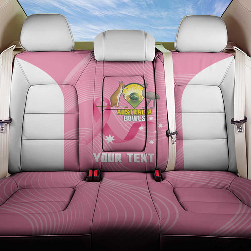 Custom Bowls Australia Breast Cancer Back Car Seat Cover Pink Ribbon Aussie Map With Kangaroo Emu - Aussie Hoodie