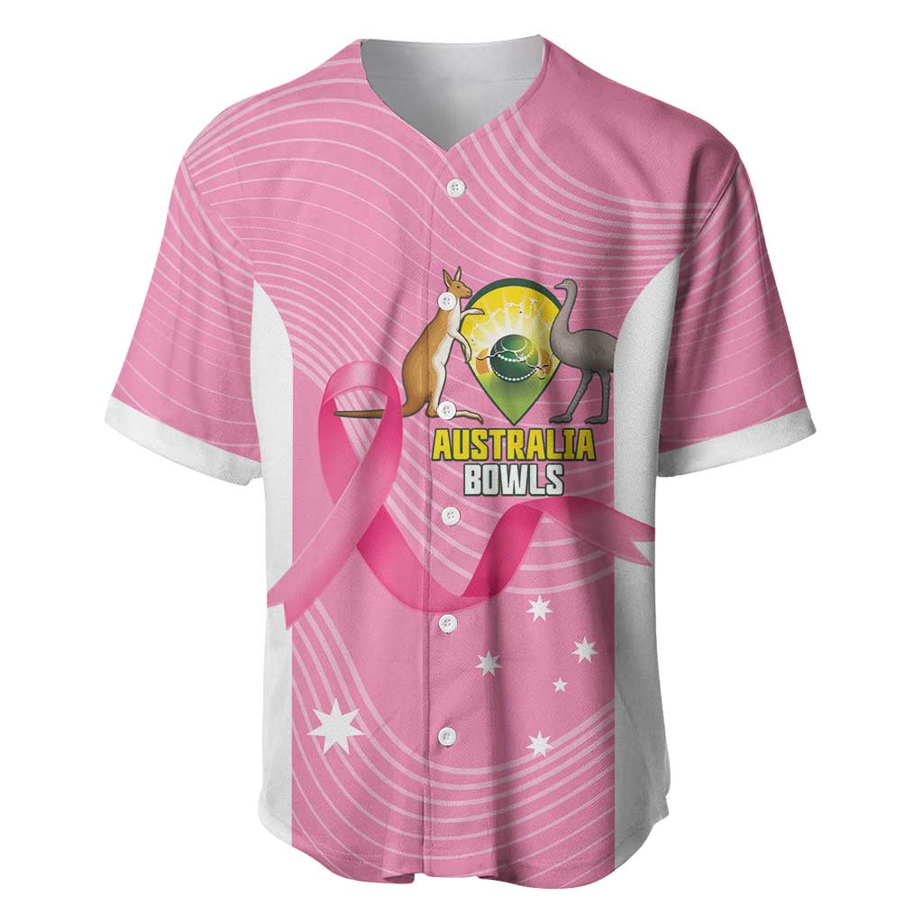 Custom Bowls Australia Breast Cancer Baseball Jersey Pink Ribbon Aussie Map With Kangaroo Emu - Aussie Hoodie