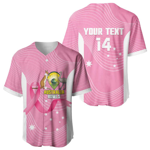 Custom Bowls Australia Breast Cancer Baseball Jersey Pink Ribbon Aussie Map With Kangaroo Emu - Aussie Hoodie