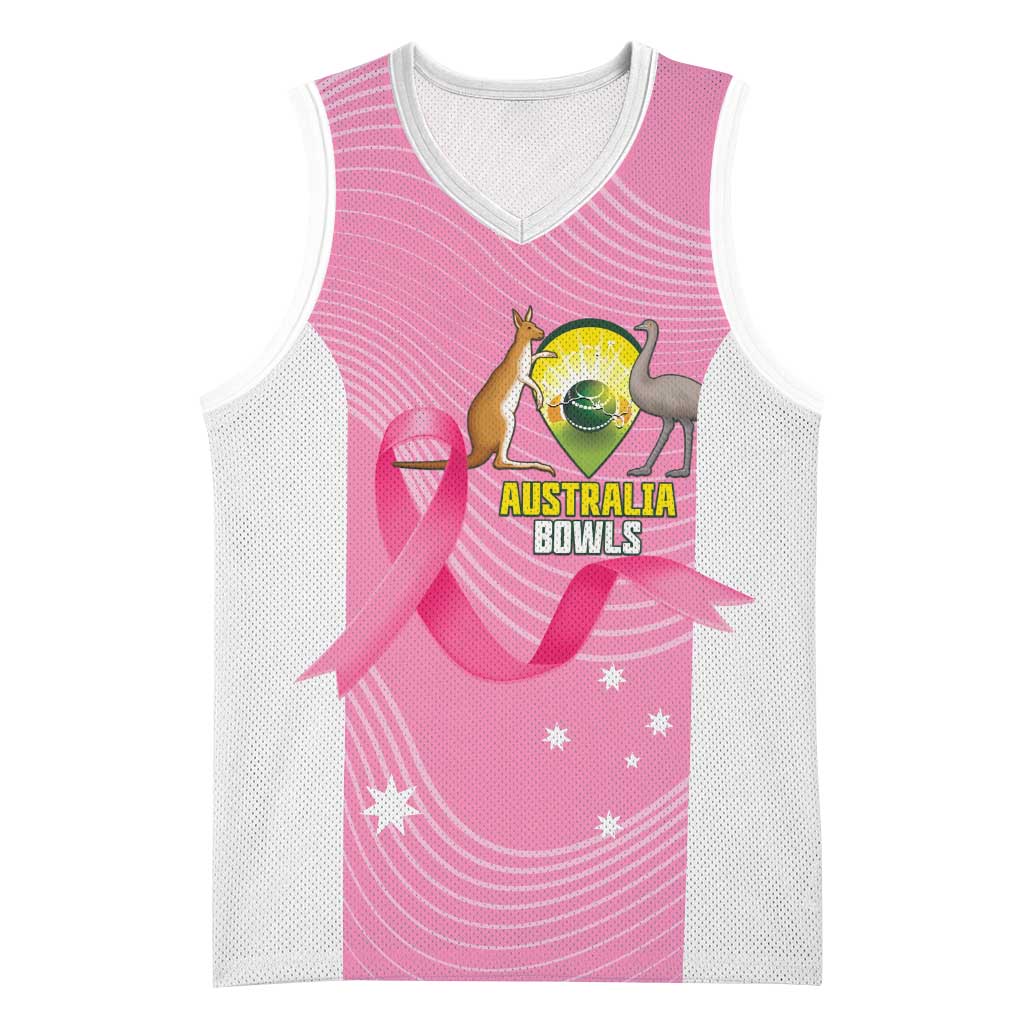 Custom Bowls Australia Breast Cancer Basketball Jersey Pink Ribbon Aussie Map With Kangaroo Emu - Aussie Hoodie
