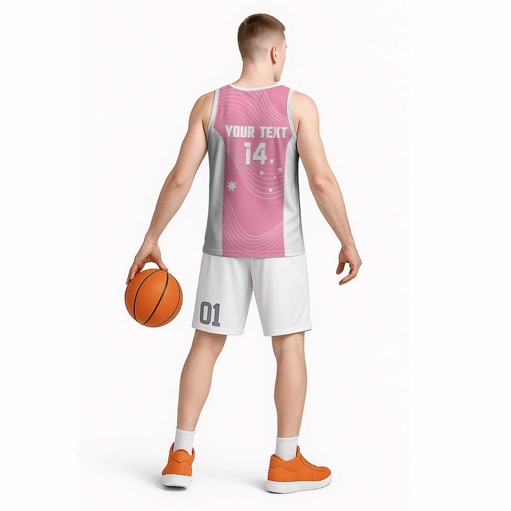 Custom Bowls Australia Breast Cancer Basketball Jersey Pink Ribbon Aussie Map With Kangaroo Emu - Aussie Hoodie