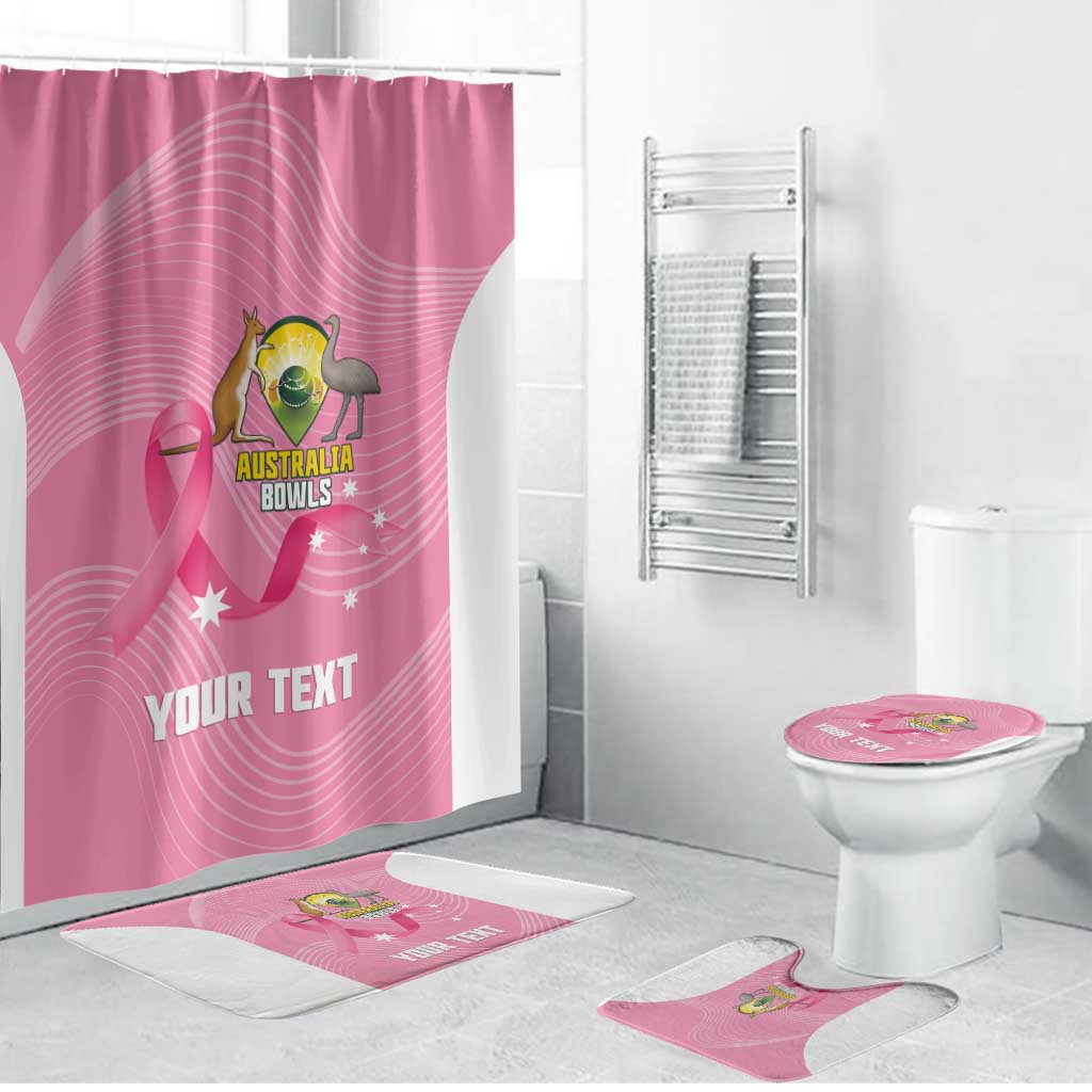 Custom Bowls Australia Breast Cancer Bathroom Set Pink Ribbon Aussie Map With Kangaroo Emu - Aussie Hoodie