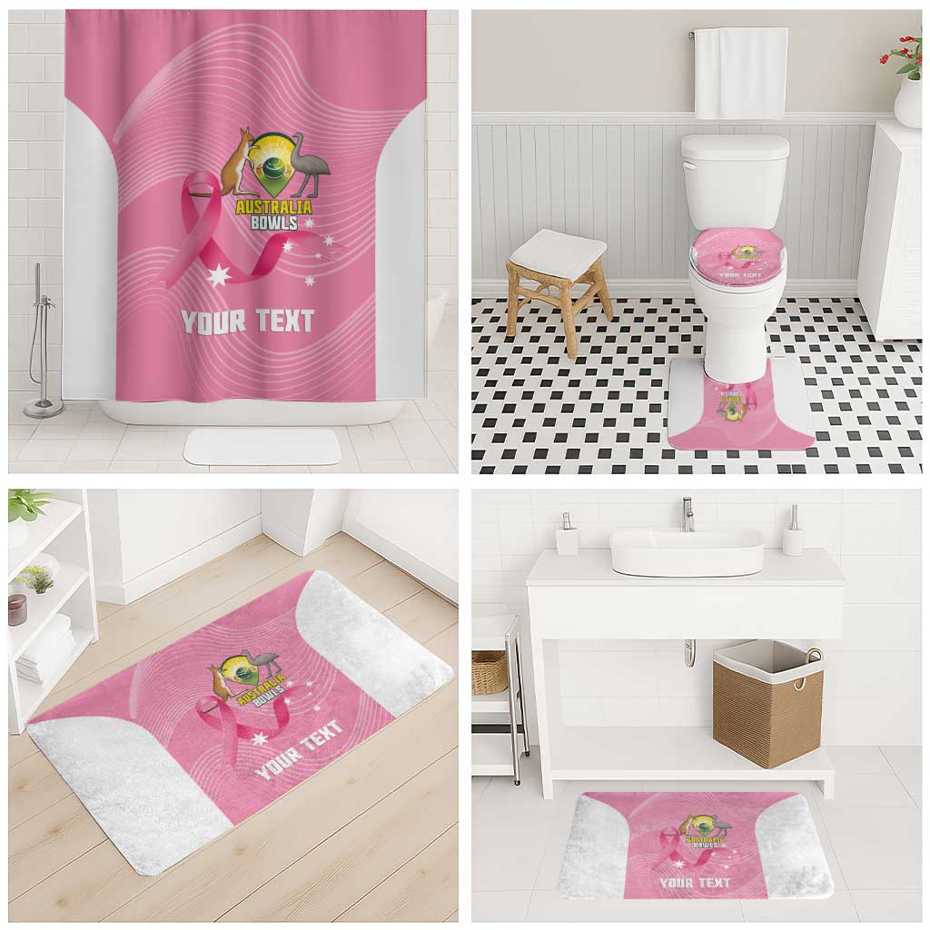 Custom Bowls Australia Breast Cancer Bathroom Set Pink Ribbon Aussie Map With Kangaroo Emu - Aussie Hoodie