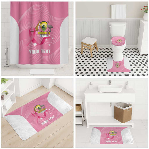 Custom Bowls Australia Breast Cancer Bathroom Set Pink Ribbon Aussie Map With Kangaroo Emu - Aussie Hoodie