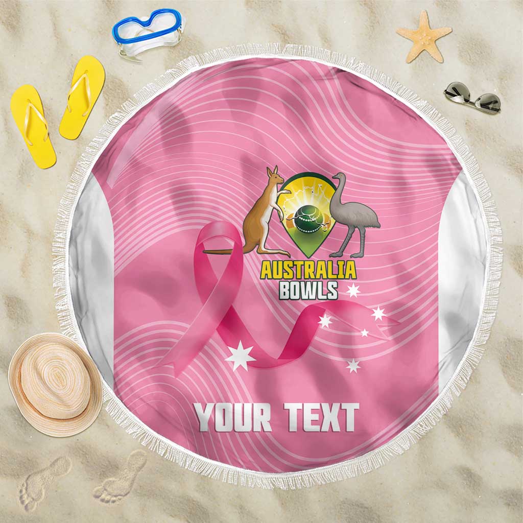 Custom Bowls Australia Breast Cancer Beach Blanket Pink Ribbon Aussie Map With Kangaroo Emu - Aussie Hoodie