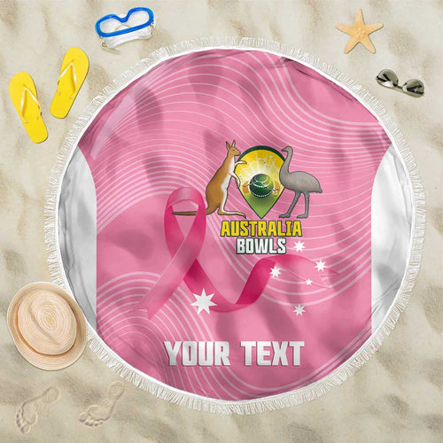 Custom Bowls Australia Breast Cancer Beach Blanket Pink Ribbon Aussie Map With Kangaroo Emu - Aussie Hoodie