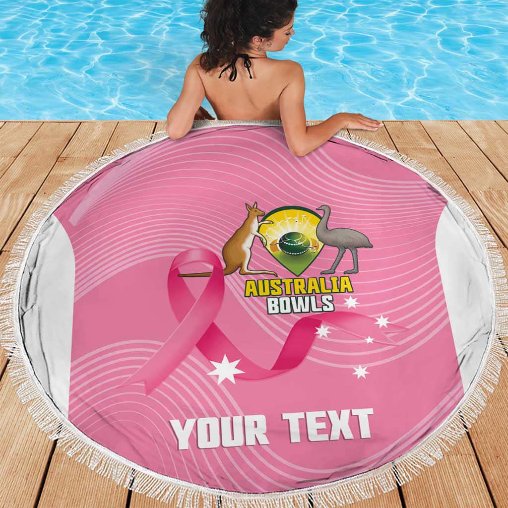 Custom Bowls Australia Breast Cancer Beach Blanket Pink Ribbon Aussie Map With Kangaroo Emu - Aussie Hoodie