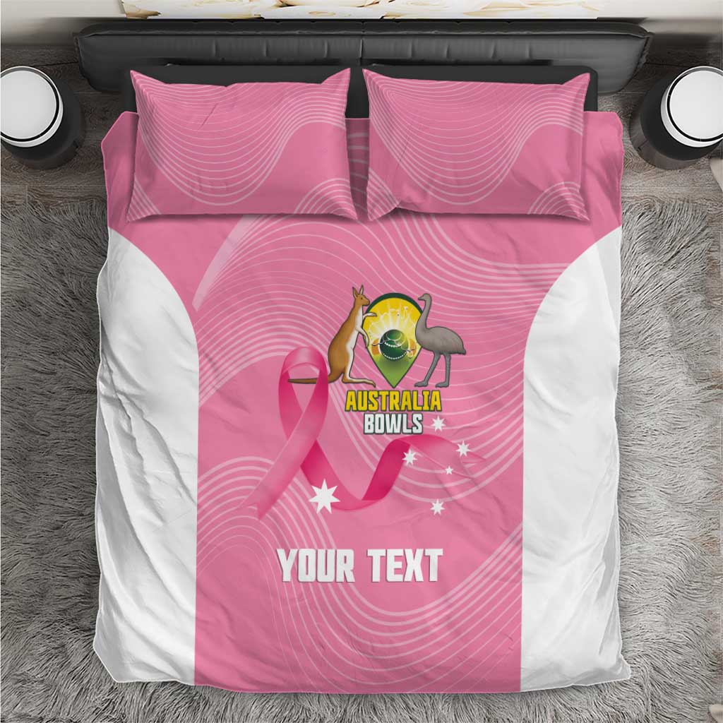 Custom Bowls Australia Breast Cancer Bedding Set Pink Ribbon Aussie Map With Kangaroo Emu - Aussie Hoodie